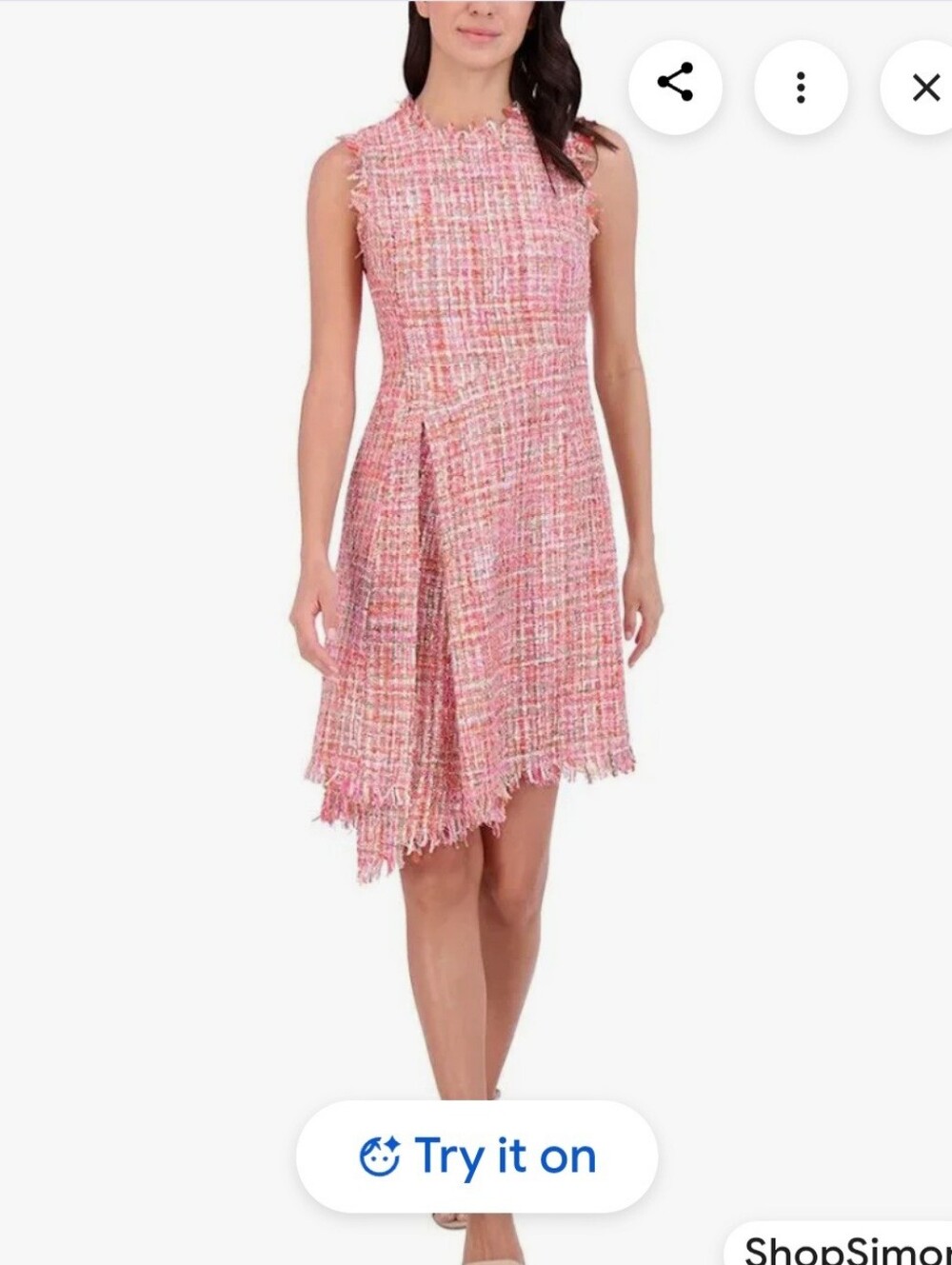 Vince Camuto Pink Multi-Color Tweed Sleeveless A-Line Dress